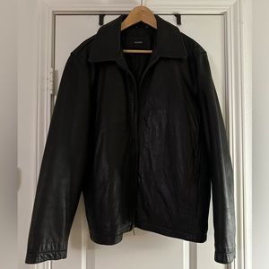 Mens Alfani black genuine leather jacket